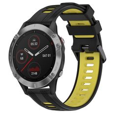 Per Garmin Fenix 6 Solar Sports cinturino in silicone bicolore (nero + giallo)