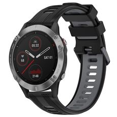 Per Garmin Fenix 6 Solar Sports cinturino in silicone bicolore (nero + grigio)