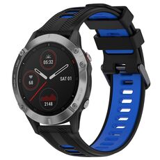 Per Garmin Fenix 6 Solar Sports cinturino in silicone bicolore (nero + blu)