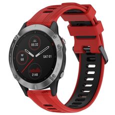 Per Garmin Fenix 6 Solar Sports cinturino in silicone bicolore (rosso + nero)