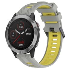 Per Garmin Fenix 6 Solar Sports cinturino in silicone bicolore (grigio + giallo)