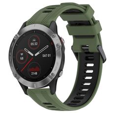 Per Garmin Fenix 6 Solar Sports cinturino in silicone bicolore (verde militare + nero)