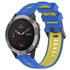 Per Garmin Fenix 6 Solar Sports cinturino in silicone bicolore (blu + giallo)