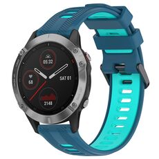 Per Garmin Fenix 6 Solar Sports cinturino in silicone bicolore (blu + verde acqua)