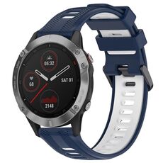 Per Garmin Fenix 6 Solar Sports cinturino in silicone bicolore (blu notte + bianco)