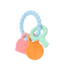 Massaggiagengive per neonato Comfort Anti-mangiare Mano Braccialetto a forma di chiave Molare Giocattolo in silicone(Blu)