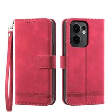 Per OPPO Reno13 F 4G / 5G Dierfeng Dream Line TPU + PU Custodia in pelle per telefono (rosso)