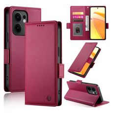 Per OPPO Reno13 F 4G / 5G Custodia per telefono in pelle smerigliata magnetica con fibbia laterale (rosso vino)