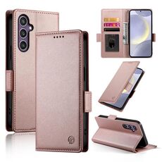 Per Samsung Galaxy S25+ 5G Custodia per telefono in pelle smerigliata con fibbia laterale magnetica (oro rosa)