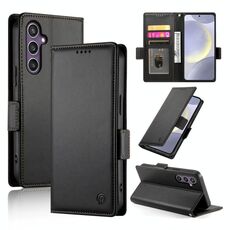 Per Samsung Galaxy S25+ 5G Custodia per telefono in pelle smerigliata magnetica con fibbia laterale (nero)