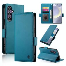 Per Samsung Galaxy S25+ 5G Custodia per telefono in pelle smerigliata magnetica con fibbia laterale (blu)