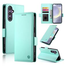 Per Samsung Galaxy S25+ 5G Custodia per telefono in pelle smerigliata magnetica con fibbia laterale (verde menta)