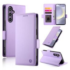 Per Samsung Galaxy S25+ 5G Custodia per telefono in pelle smerigliata magnetica con fibbia laterale (viola)