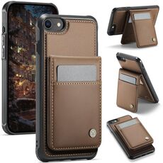 Per iPhone SE 2022 / SE 2020 / 8 JEEHOOD J06 Custodia per telefono in PU con porta carte RFID MagSafe in stile britannico (marrone)