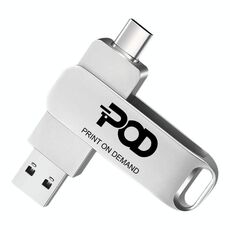 Unità flash USB rotante in metallo USB2.0 / Type-C Stampa su richiesta, memoria: 8 GB (POD)
