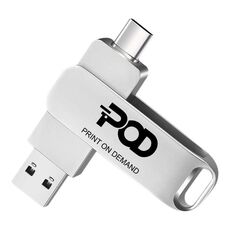 Unità flash USB rotante in metallo USB2.0 / Type-C Stampa su richiesta, memoria: 16 GB (POD)