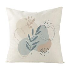 Federa per cuscino da divano stampata con foglie fresche, senza stampa centrale, su richiesta, dimensioni: 40x40 cm (lino bianco)