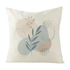 Federa per cuscino da divano stampata con foglie fresche, senza stampa centrale, su richiesta, dimensioni: 60x60 cm (lino bianco)