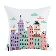 Federa per cuscino per divano con stampa a castello, senza stampa centrale, su richiesta, dimensioni: 45x45 cm (elasticità bidirezionale)