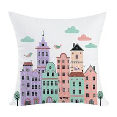 Federa per cuscino per divano con stampa a castello, senza stampa centrale, su richiesta, dimensioni: 50x50 cm (elasticità bidirezionale)