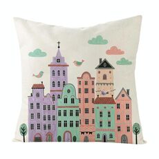 Federa per cuscino per divano con stampa a castello, senza stampa centrale, su richiesta, dimensioni: 60x60 cm (lino bianco)