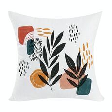 Federa per cuscino divano stampata con foglie astratte, senza stampa centrale su richiesta, dimensioni: 60x60 cm (velluto color pesca)