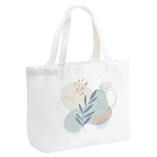 Borsa in tela stampata con foglie fresche, stampa su richiesta, dimensioni: 20x30x10 cm (bianco)