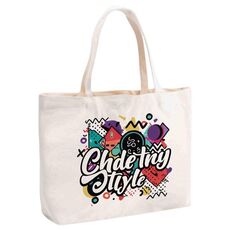 Borsa in tela stampata con graffiti, stampa su richiesta, dimensioni: 20x30x10 cm (beige)