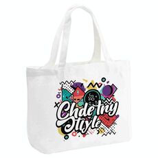 Borsa a mano in tela stampata con graffiti, stampa su richiesta, dimensioni: 30x40x10 cm (bianco)