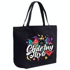 Borsa a mano in tela stampata con graffiti, stampa su richiesta, dimensioni: 30x40x10 cm (nero)