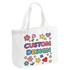 Borsa da mano in tela stampata con disegno di bambino su richiesta, dimensioni: 35x45x15 cm (bianco)