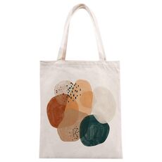 Borsa a mano in tela stampata ad acquerello su richiesta, dimensioni: 35x30 cm (beige)
