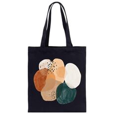 Borsa a mano in tela stampata ad acquerello su richiesta, dimensioni: 35x30 cm (nero)