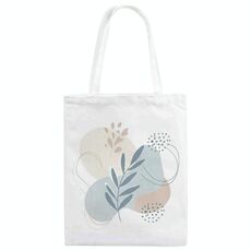 Borsa in tela stampata con foglie fresche, stampa su richiesta, dimensioni: 25x20 cm (bianco)