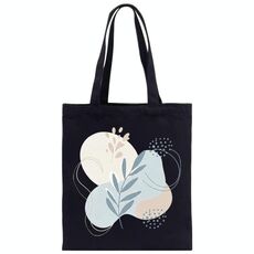 Borsa in tela stampata con foglie fresche, stampa su richiesta, dimensioni: 25x20 cm (nero)