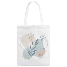 Borsa in tela stampata con foglie fresche, stampa su richiesta, dimensioni: 30x25 cm (bianco)