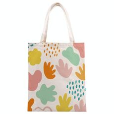 Borsa a mano in tela stampata con blocchi colorati su richiesta, dimensioni: 25x20 cm (beige)