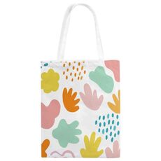 Borsa in tela stampata con blocchi colorati, stampa su richiesta, dimensioni: 30x25 cm (bianco)