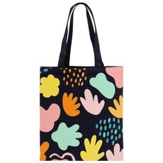 Borsa a mano in tela stampata con blocchi colorati su richiesta, dimensioni: 30x25 cm (nero)
