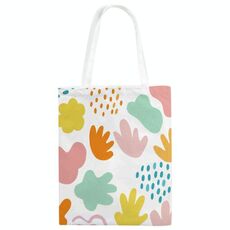 Borsa a mano in tela stampata con blocchi colorati su richiesta, dimensioni: 40x35 cm (bianco)