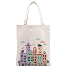 Borsa a mano in tela stampata con castello, stampa su richiesta, dimensioni: 30x25 cm (beige)