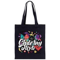 Borsa in tela stampata con graffiti, stampa su richiesta, dimensioni: 40x35 cm (nero)