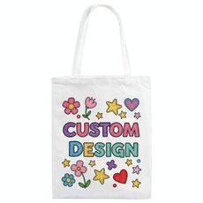 Stampa su tela con disegno di bambino, stampa su borsa a richiesta, dimensioni: 40x35 cm (bianco)