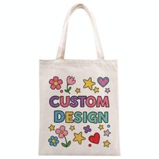 Stampa su tela con disegno di bambino, stampa su borsa a richiesta, dimensioni: 40x35 cm (beige)