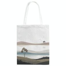 Stampa su tela con paesaggio su borsa a mano su richiesta, dimensioni: 30x25 cm (bianco)
