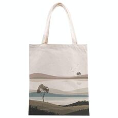 Stampa su tela con paesaggio su borsa a mano su richiesta, dimensioni: 30x25 cm (beige)