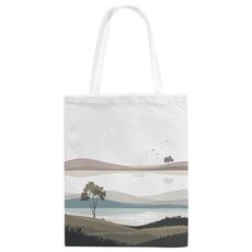 Stampa su tela con paesaggio su borsa a richiesta, dimensioni: 40x35 cm (bianco)
