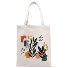 Stampa su tela con foglie astratte per borsetta, su richiesta, dimensioni: 25x20 cm (beige)