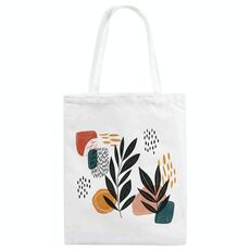 Stampa su tela con foglie astratte per borsetta, su richiesta, dimensioni: 35x30 cm (bianco)