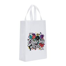 Borsa in tessuto non tessuto stampato con graffiti, stampa su richiesta, dimensioni: 35x25x10 cm (bianco)